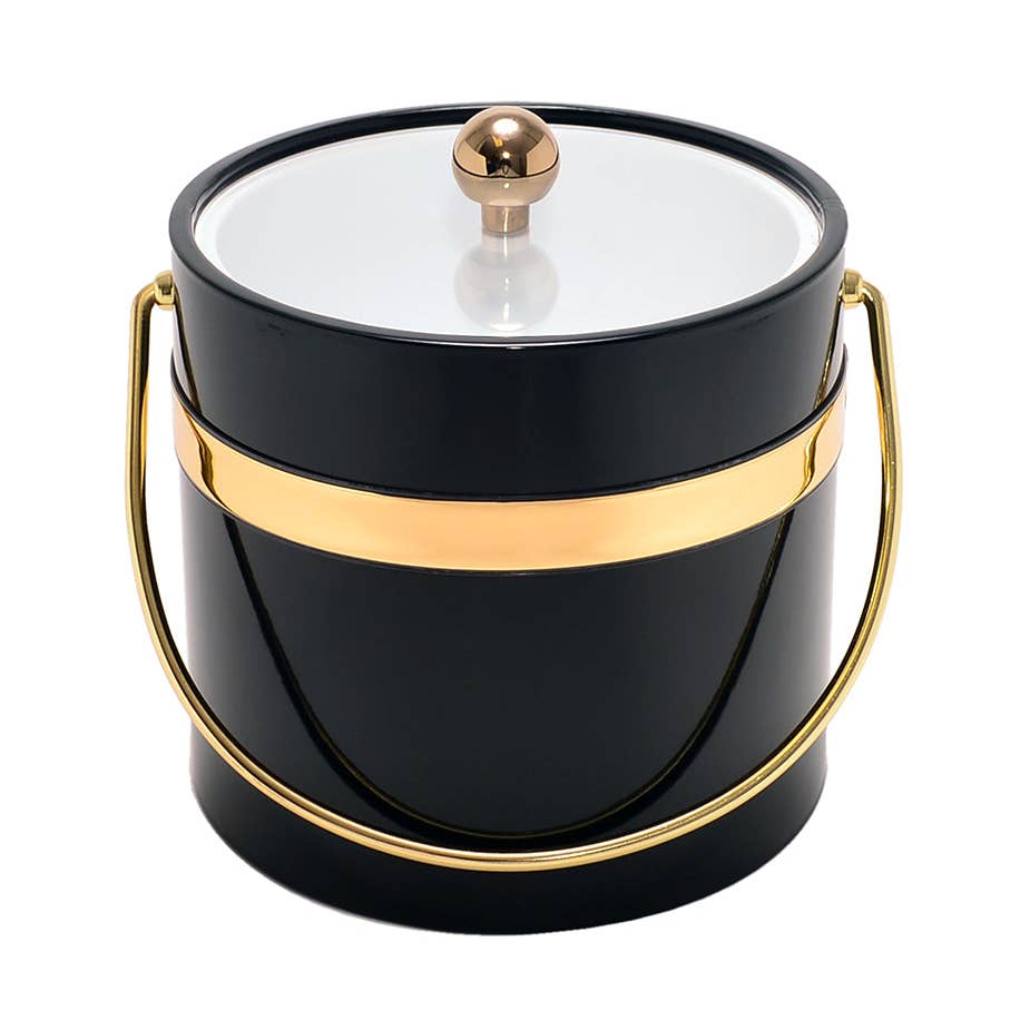 Black Patten with Single Gold Band 3 Quart Ice Bucket