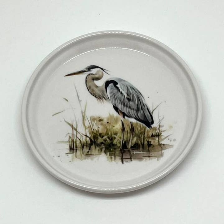 Blue Heron Anything Dish standing tall
