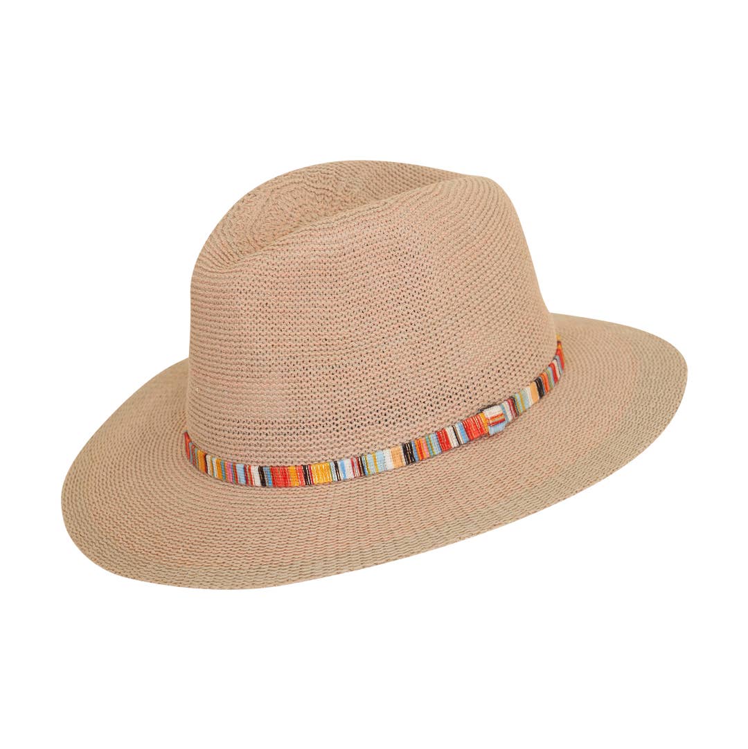 Blush Natalie Hat with Multi Stripe Band