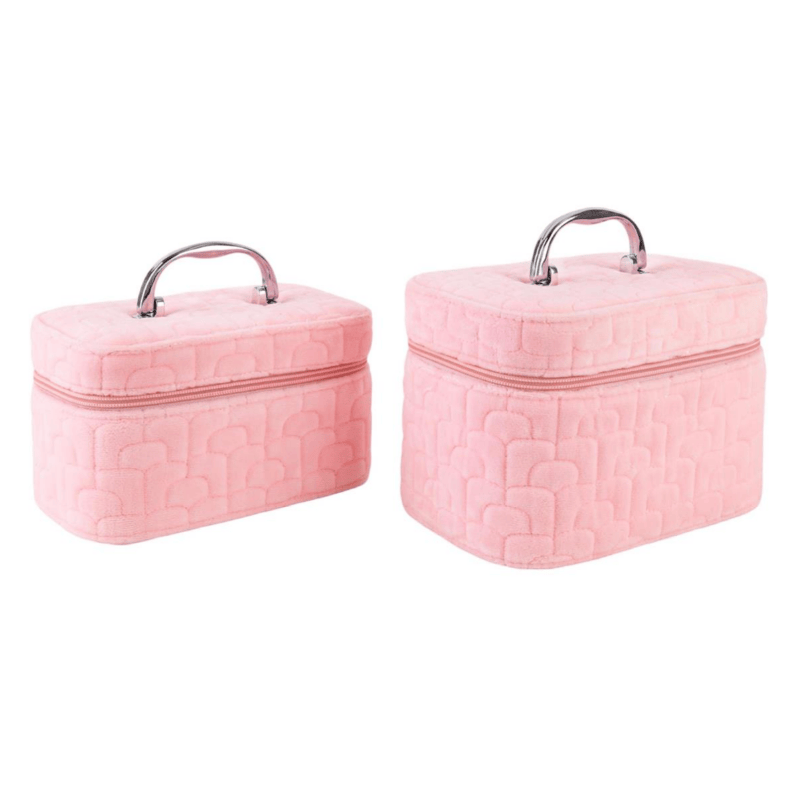 Bodico Pink Plush Cosmetic Case Set