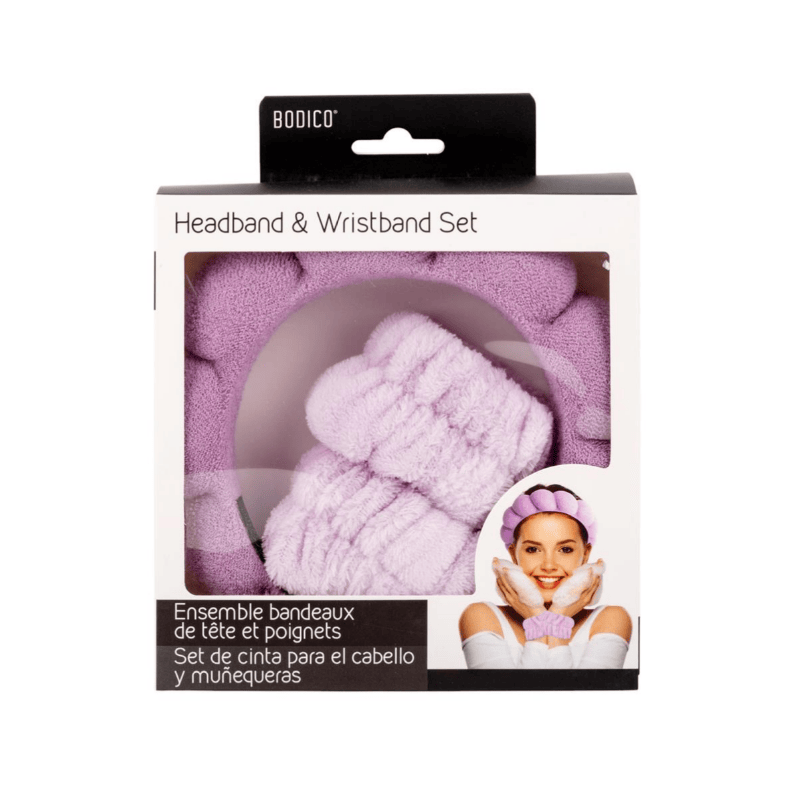 Bodico Purple Spa Headband & Wristband Set