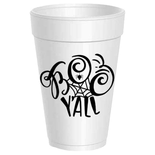 Sassy Cups Boo Y’all Spiderweb Halloween Styrofoam Cups, 16 oz, 10-Pack