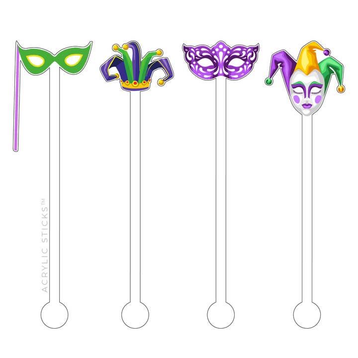 Bourbon Street Set 4 Acrylic Stir Sticks Combo