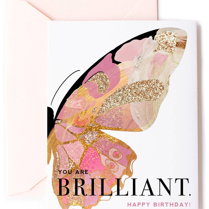 Brilliant Butterfly, Stylish Happy Birthday Greeting Card