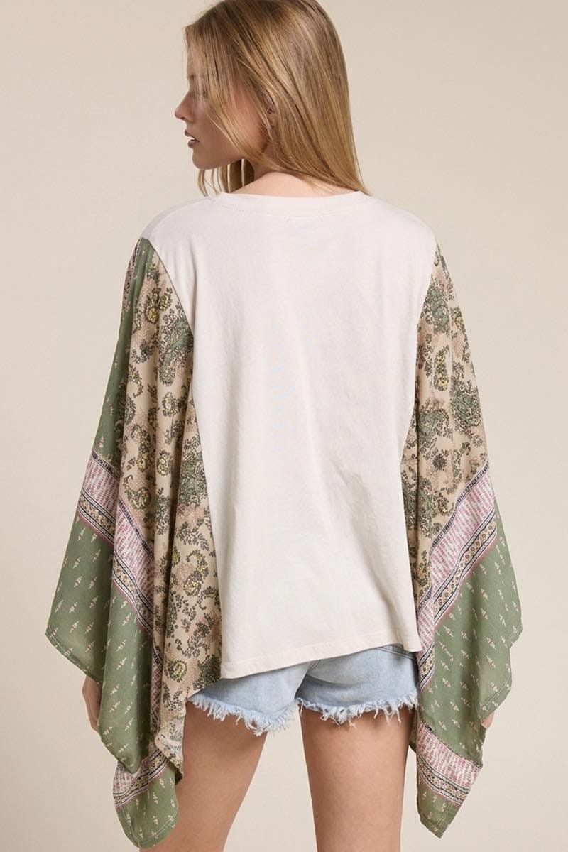 Butterfly Dreamer Vintage Graphic Kaftan Sleeve Top