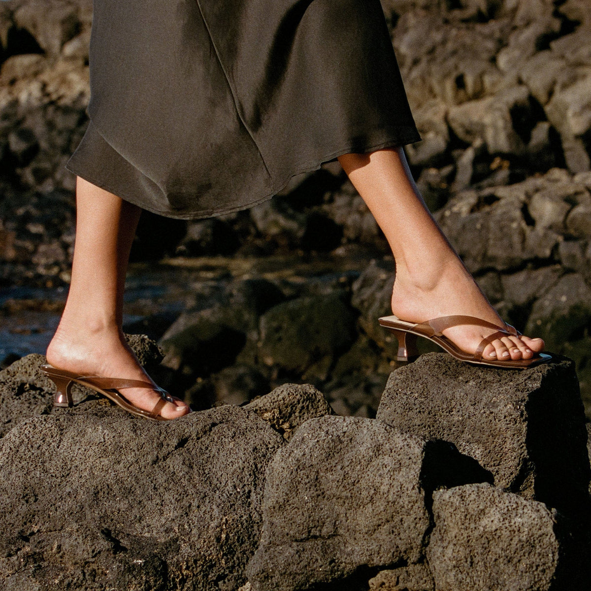Brevel Heels in Dark Brown Jelly