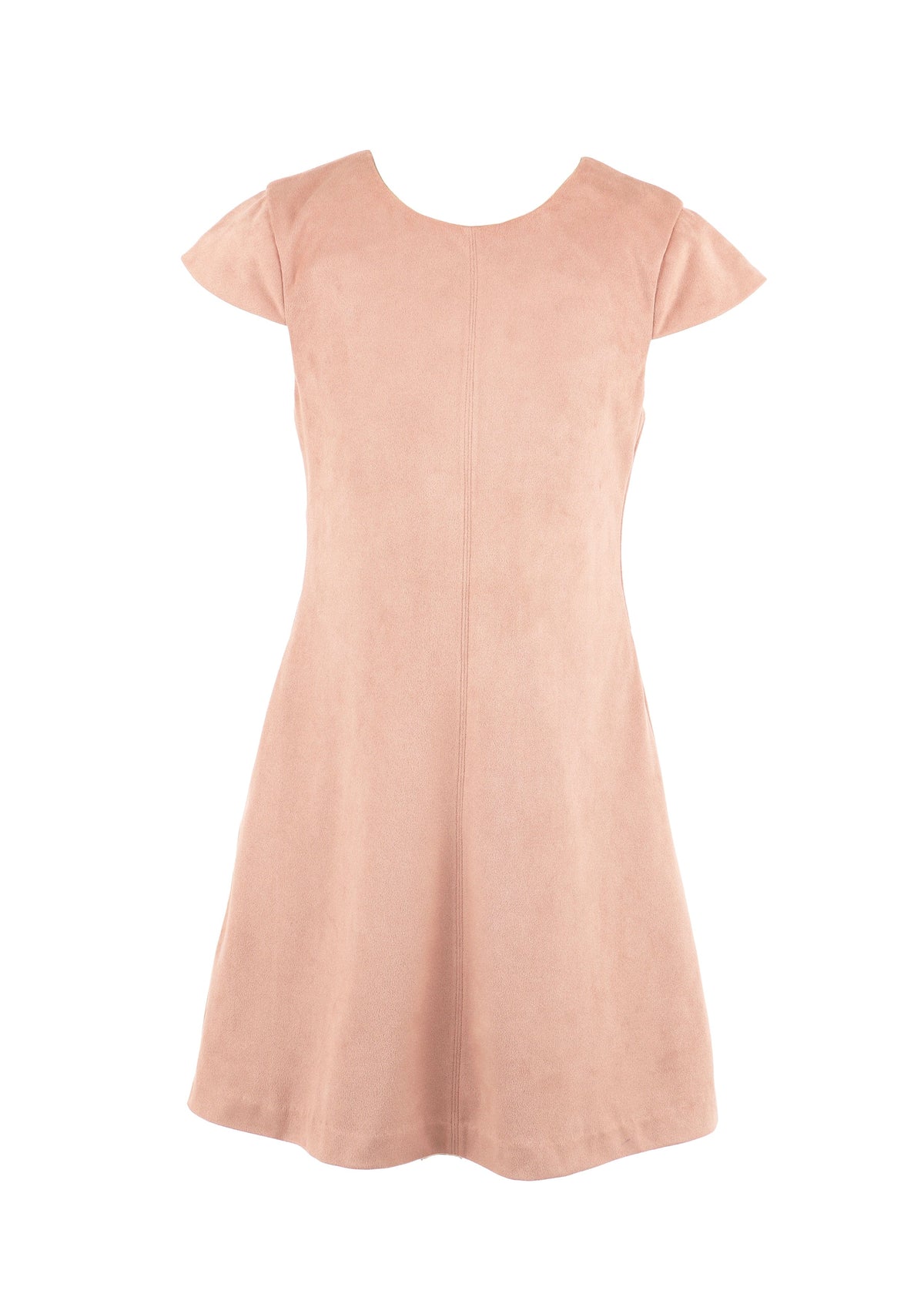 pink velvet girls round neck dress