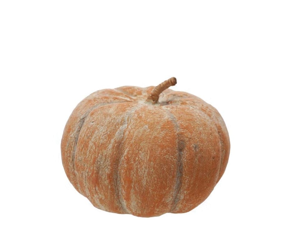 Creative Co-op Metal & Paper Mache Pumpkin, Distressed Orange Finish, 14" Round x 9"H - Little Miss Muffin Children & Home