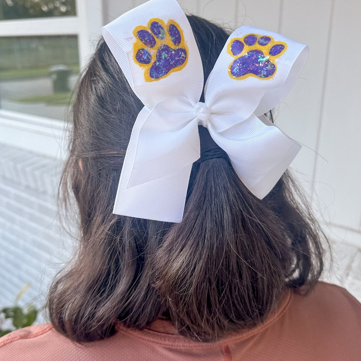 Heidi Davis Bows LSU Tiger Paw Hand Painted Bow Double Glitter - Little Miss Muffin Children & Home