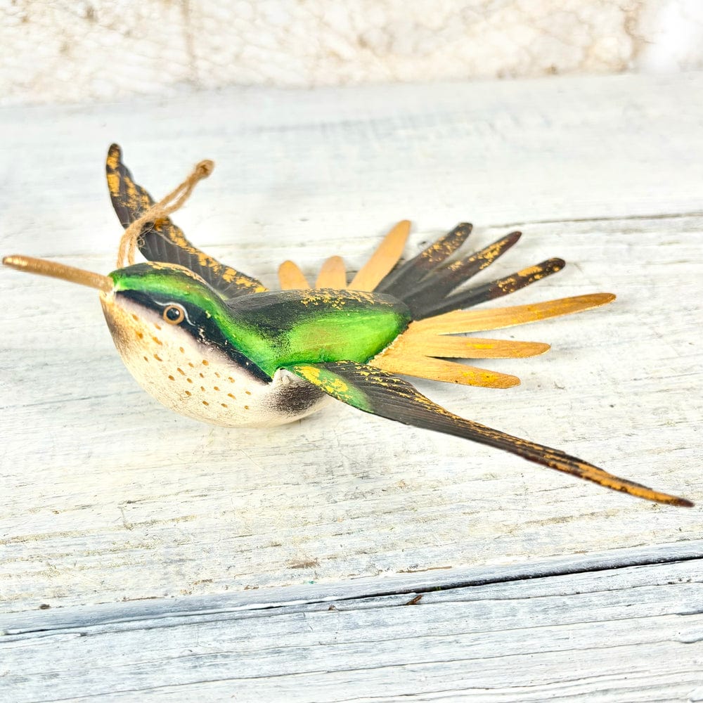180 Degrees 180 Degrees 7"-8" Hand Carved Wood Hummingbird Ornament, 4 Styles Available - Little Miss Muffin Children & Home