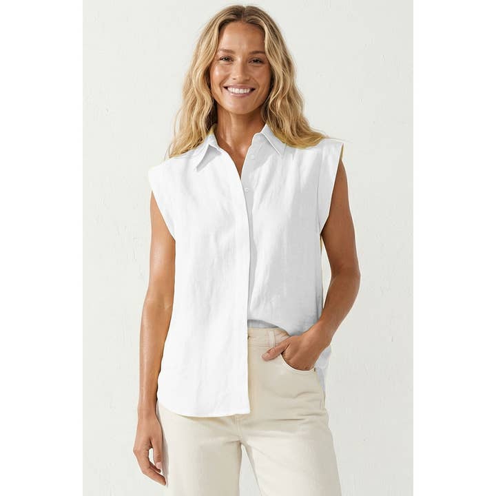 Cap Sleeve Blouse in Off White