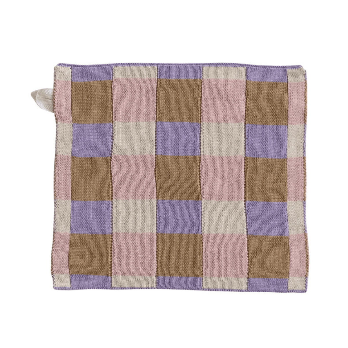 Cotton Knit Dish Cloth with Check/Plaid Pattern, 4 Styles Available