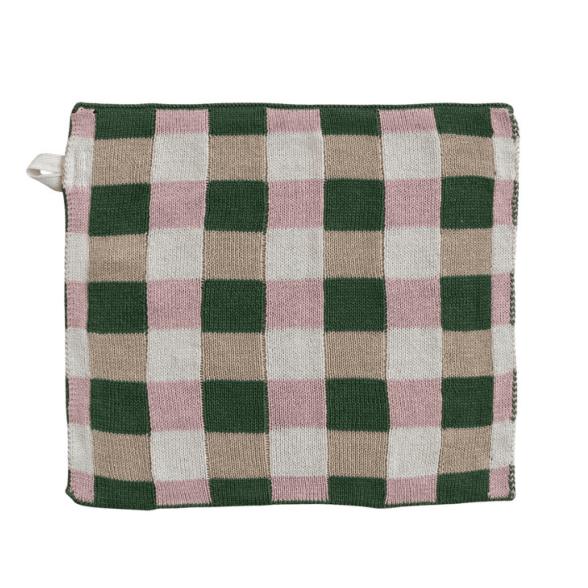 Cotton Knit Dish Cloth with Check/Plaid Pattern, 4 Styles Available