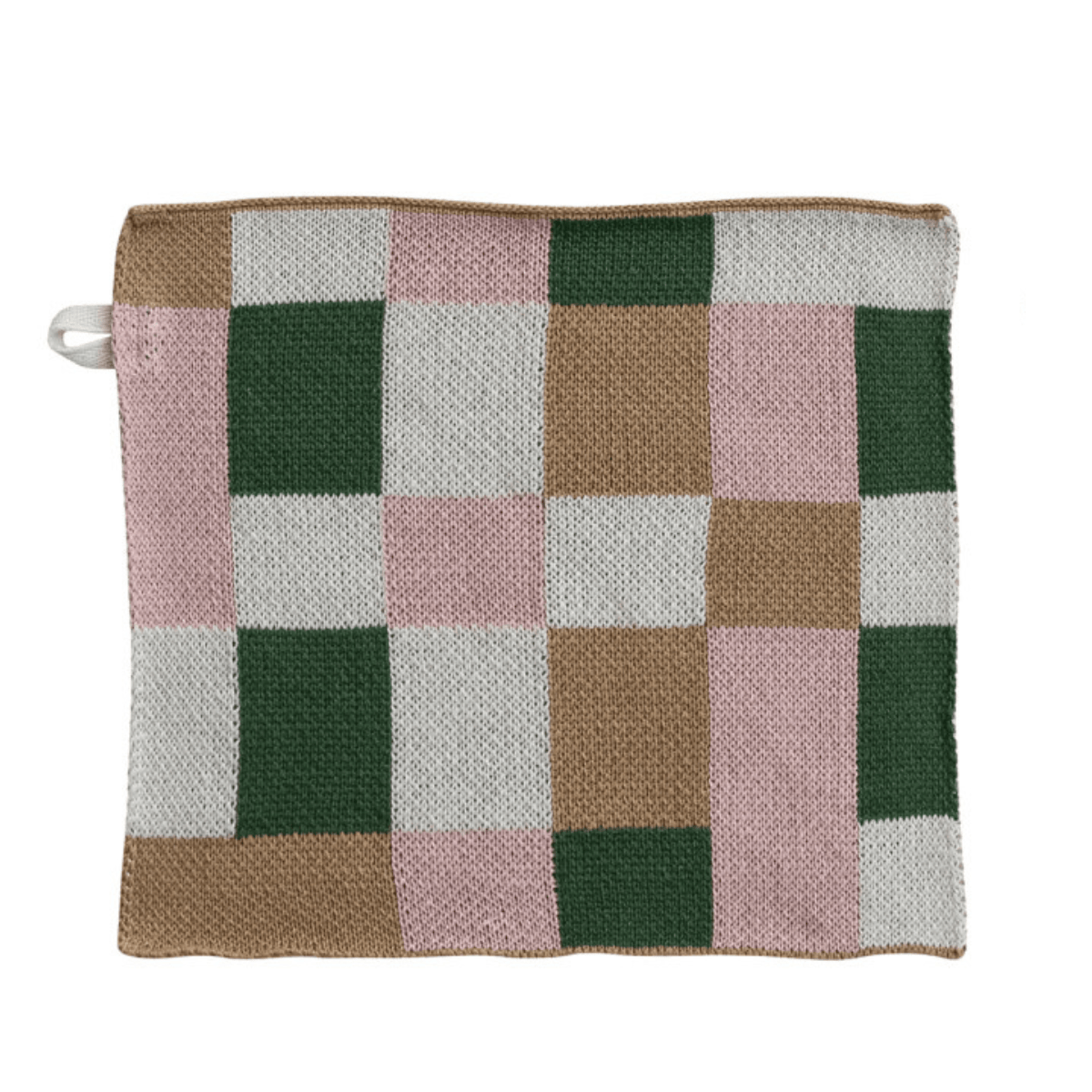 Cotton Knit Dish Cloth with Check/Plaid Pattern, 4 Styles Available