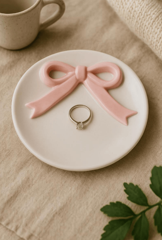 Ceramic Trinket Dish with Bow