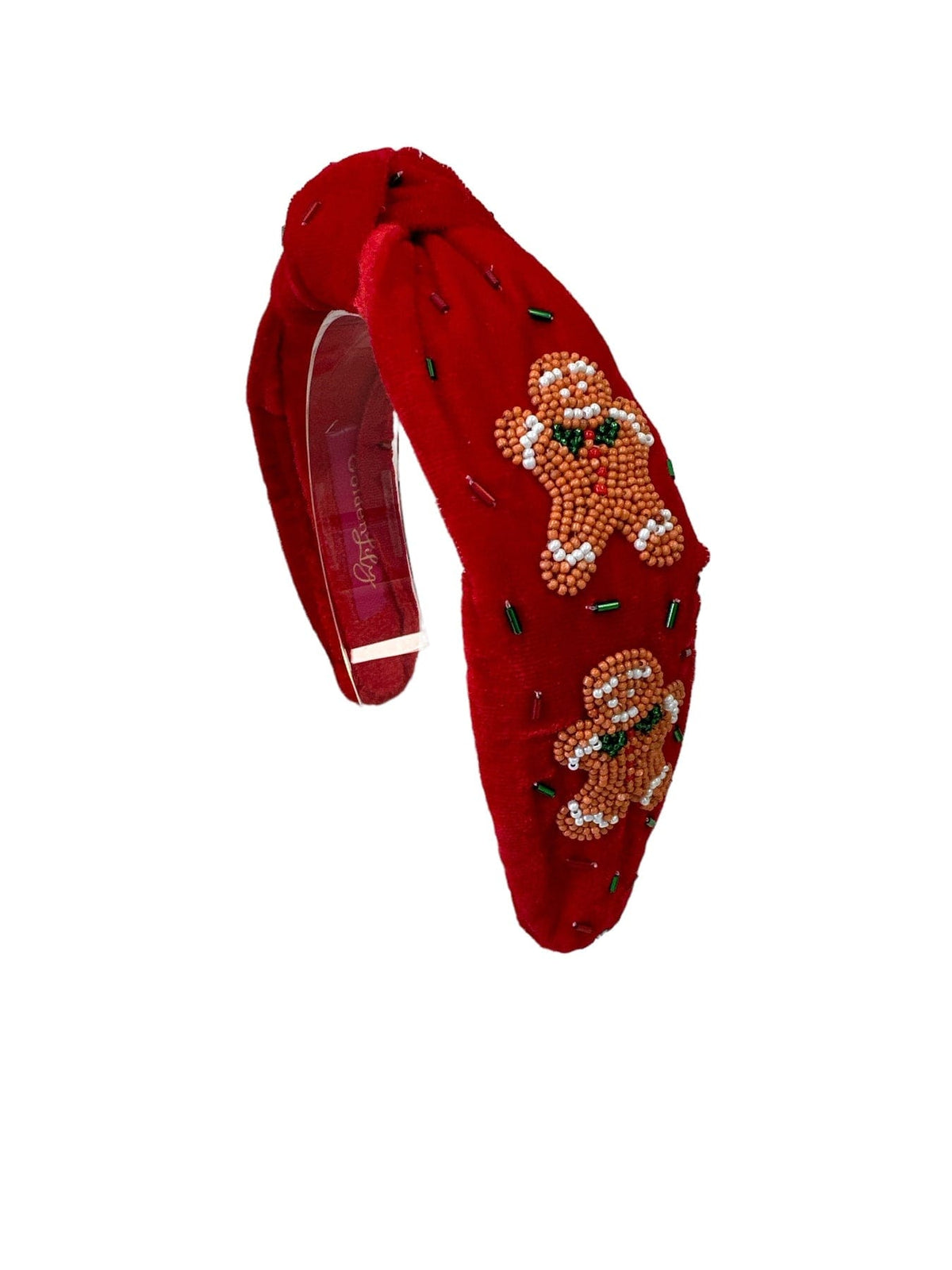 red sequin gingerbread man headband