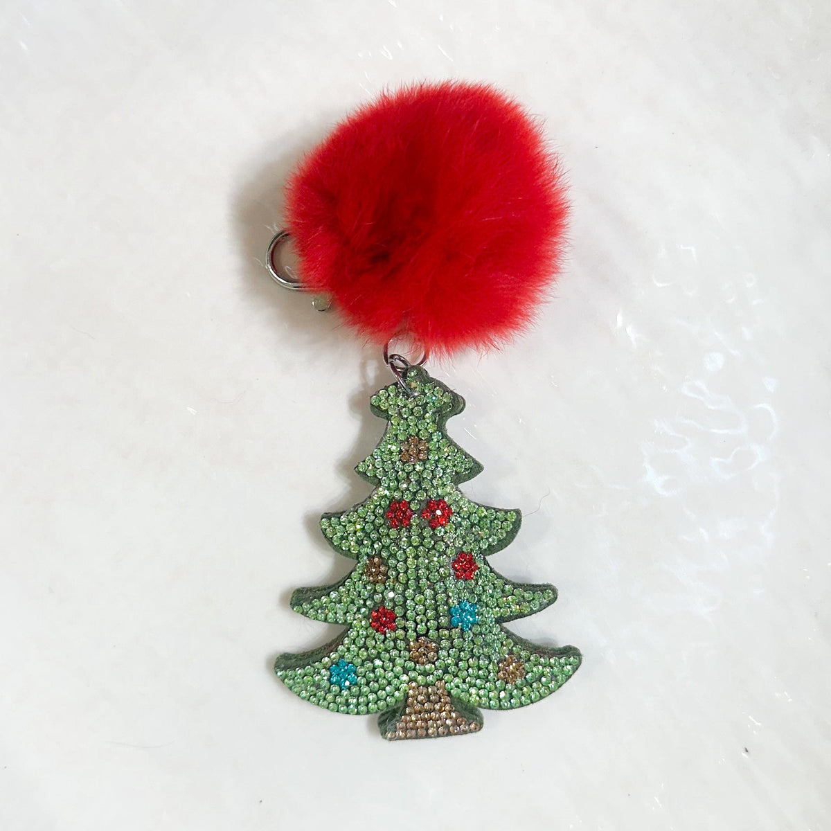 Little girls Christmas tree keychain sparkly