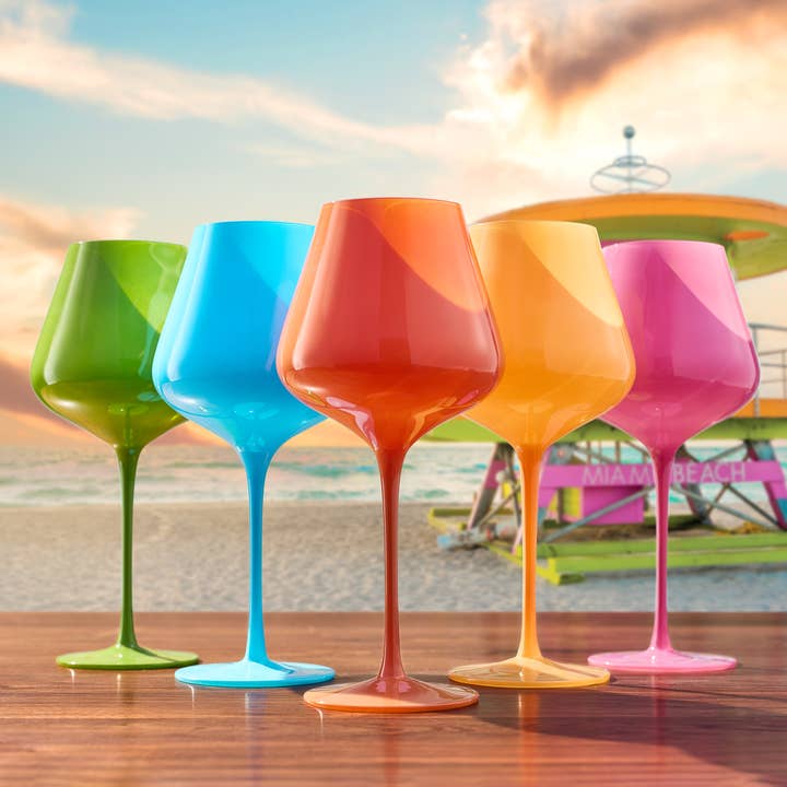 Colors of South Beach, Miami Wine Glasse