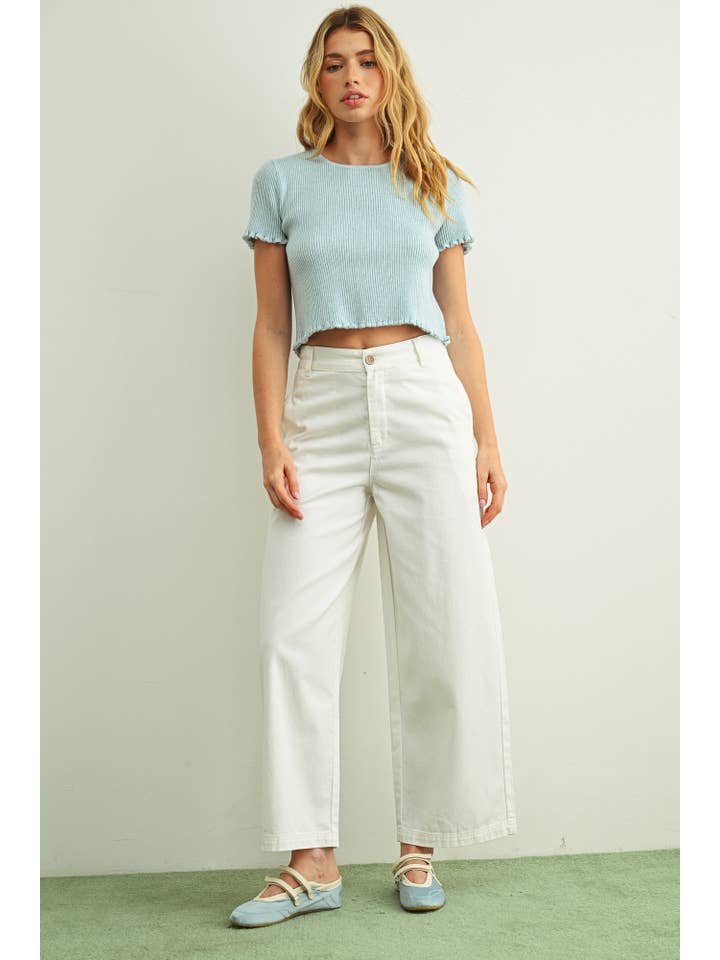 Cotton Barrel Pants in White