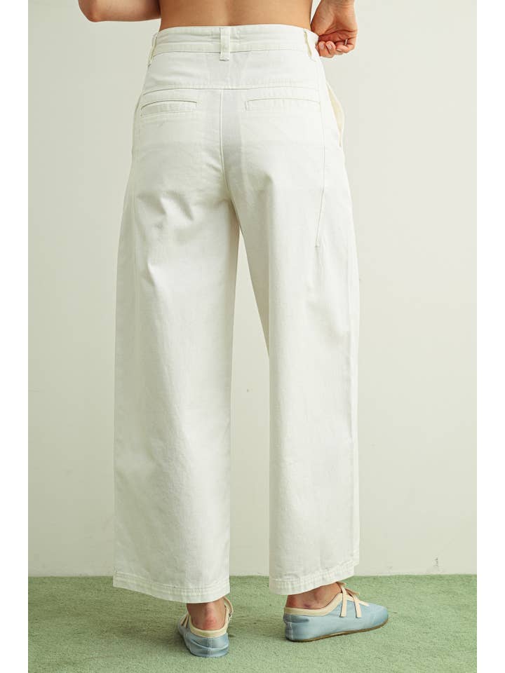 Cotton Barrel Pants in White