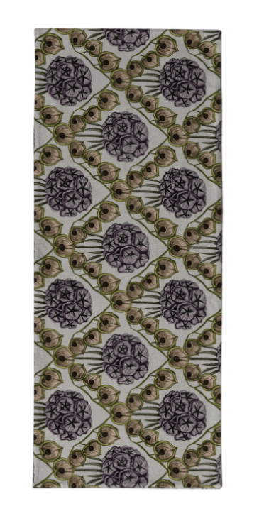 Cotton & Linen Printed Two-Sided Table Runner with Botanical Pattern