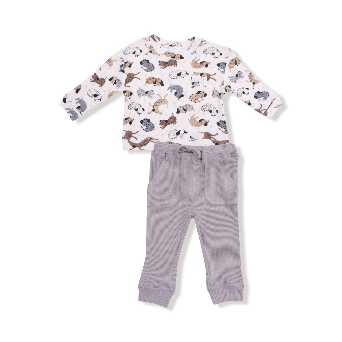 Cozy Pups Drop Sleeve Waffle Top with Waffle Jogger