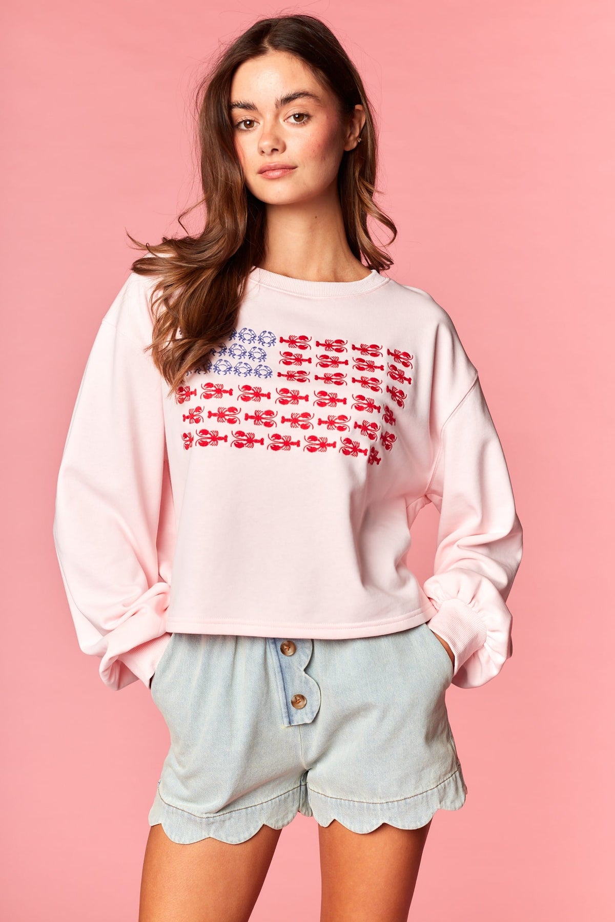 Crawfish & Crab Flag Embroidered Sweatshirt