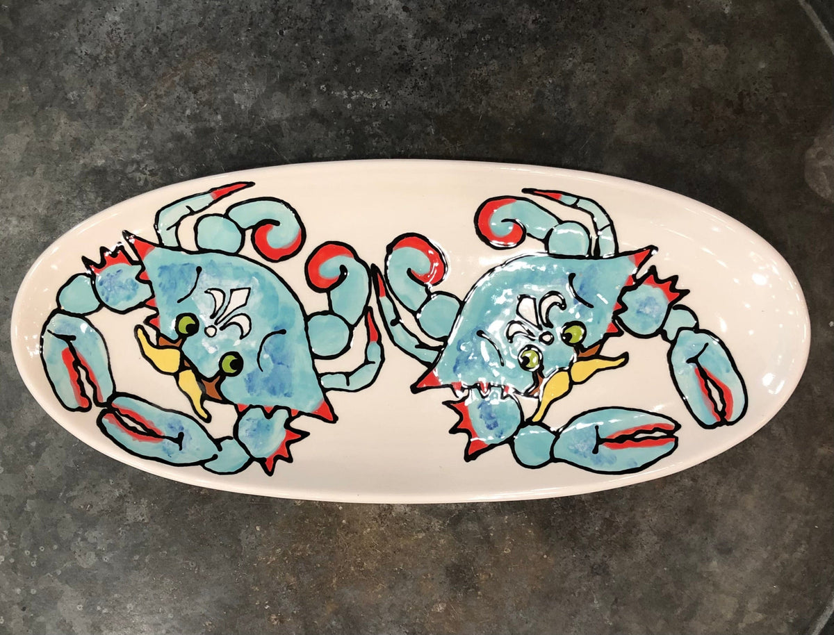 Jan Salzer Art Blue Crab French Bread Platter - Little Miss Muffin Children & Home
