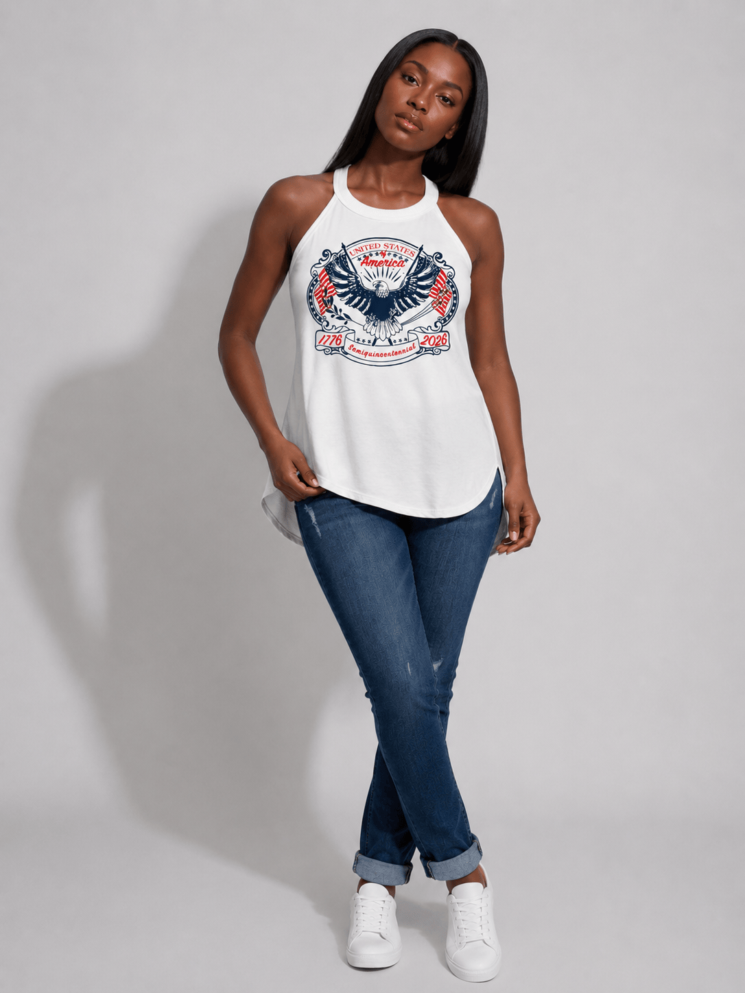 WHEREable Art | America's 250th Semiquincentennial Vintage Eagle Women's Rocker Tank