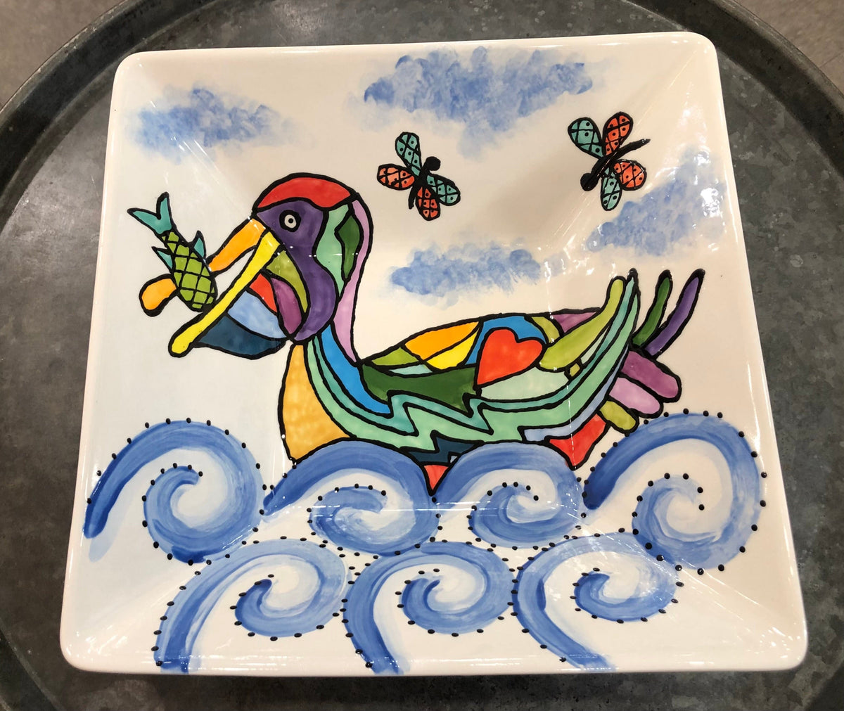 Jan Salzer Art Pelican Large Square Bowl - Little Miss Muffin Children & Home