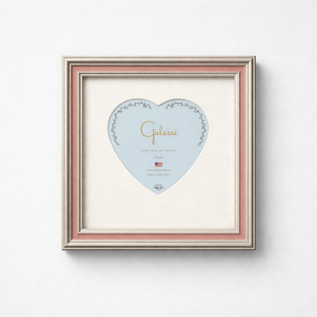 Silver with Pink Channel Frame 3x3 Heart Mat