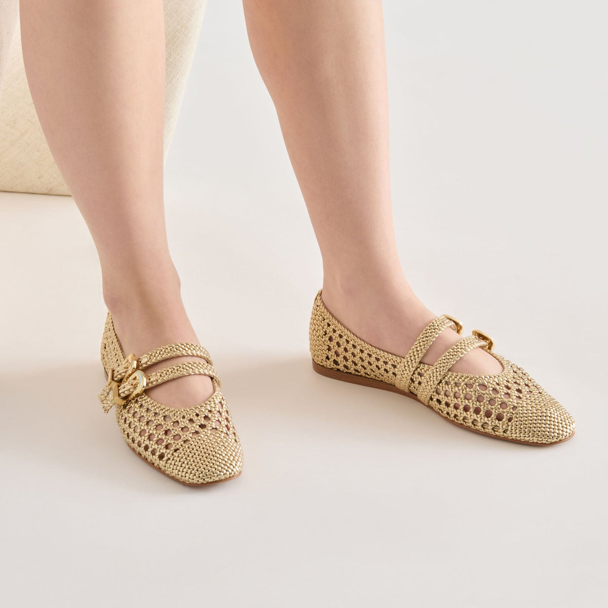 Baylee Gold Woven Stella Ballet Flats