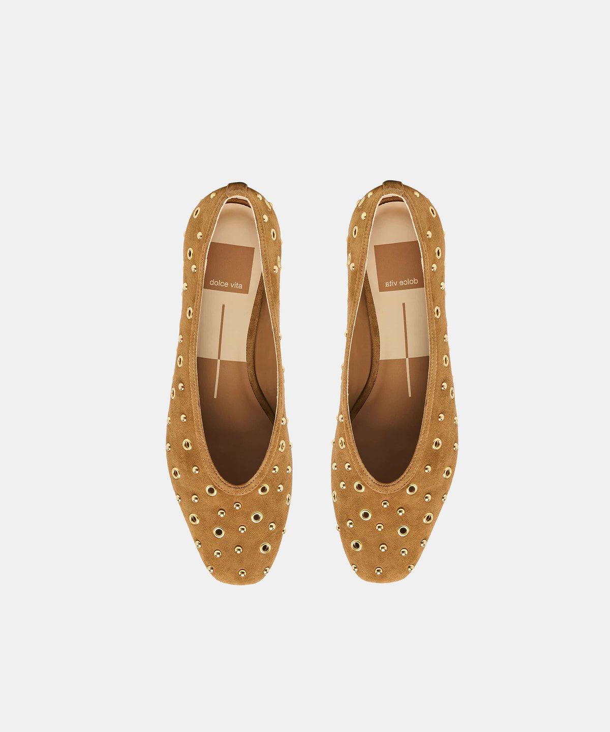 Dolce Vita Caret Stud Flat in Light Brown Suede