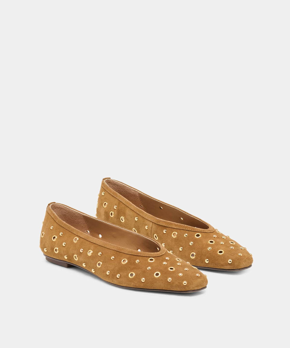 Dolce Vita Caret Stud Flat in Light Brown Suede