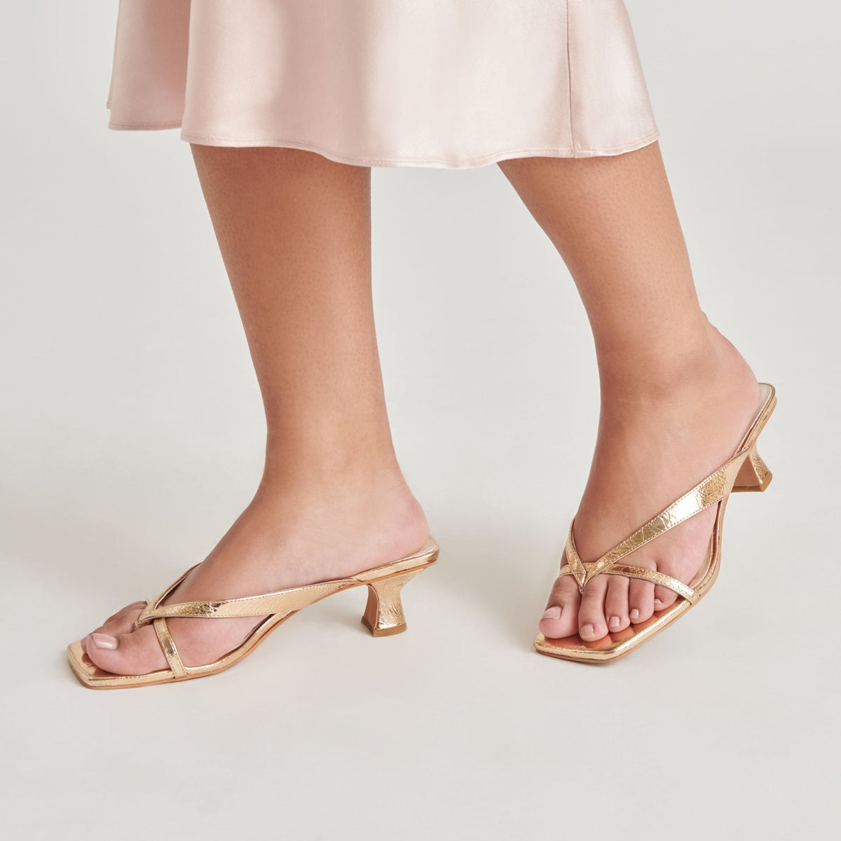 Brevel Heels Gold Distressed Leather
