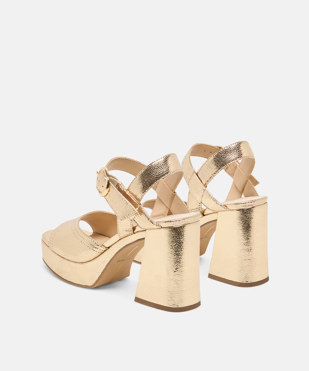 Dolce Vita Fatima Gold Embossed Leather Platform Heel