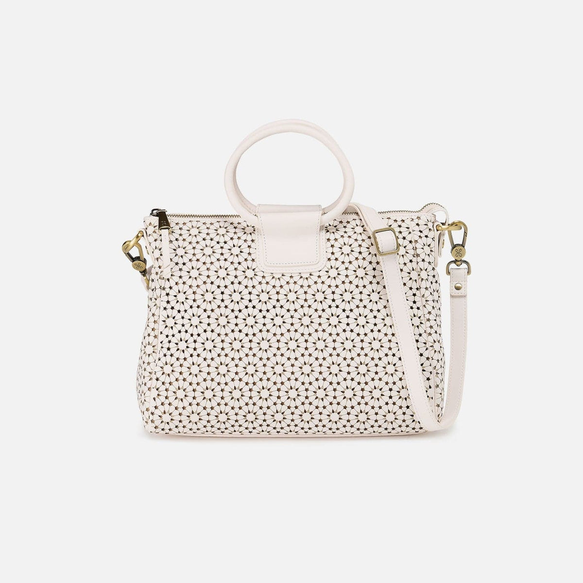 Hobo Hobo Sheila Medium Satchel in Perforated Leather in Ecru Daisy Perf - Little Miss Muffin Children & Home