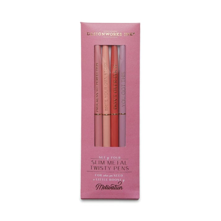DesignWorks Ink Mauve Twisty Slim Pen Set of 4, Motivation Set - Little Miss Muffin Children & Home