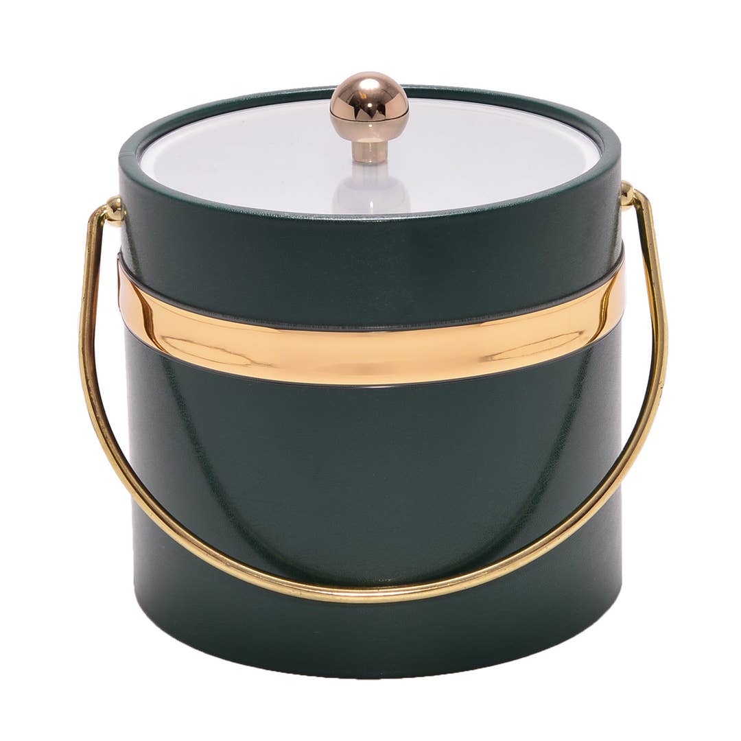 Dark Green Single Gold Band 3 Quart Ice Bucket