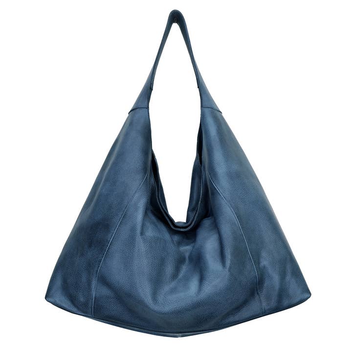 Denim Lindsey Handcrafted Leather Tote Shoulder Bag