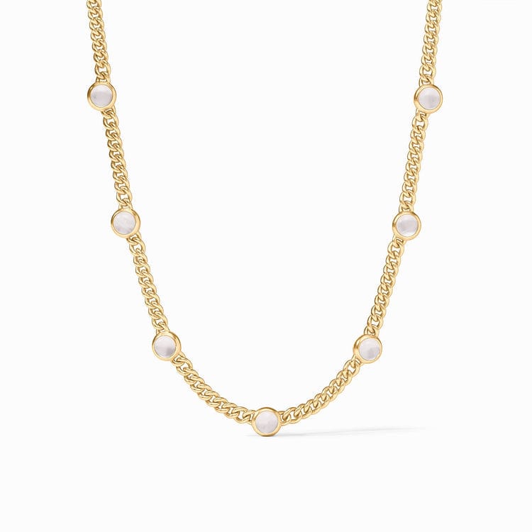 Gold chain necklace with crystal gemstones