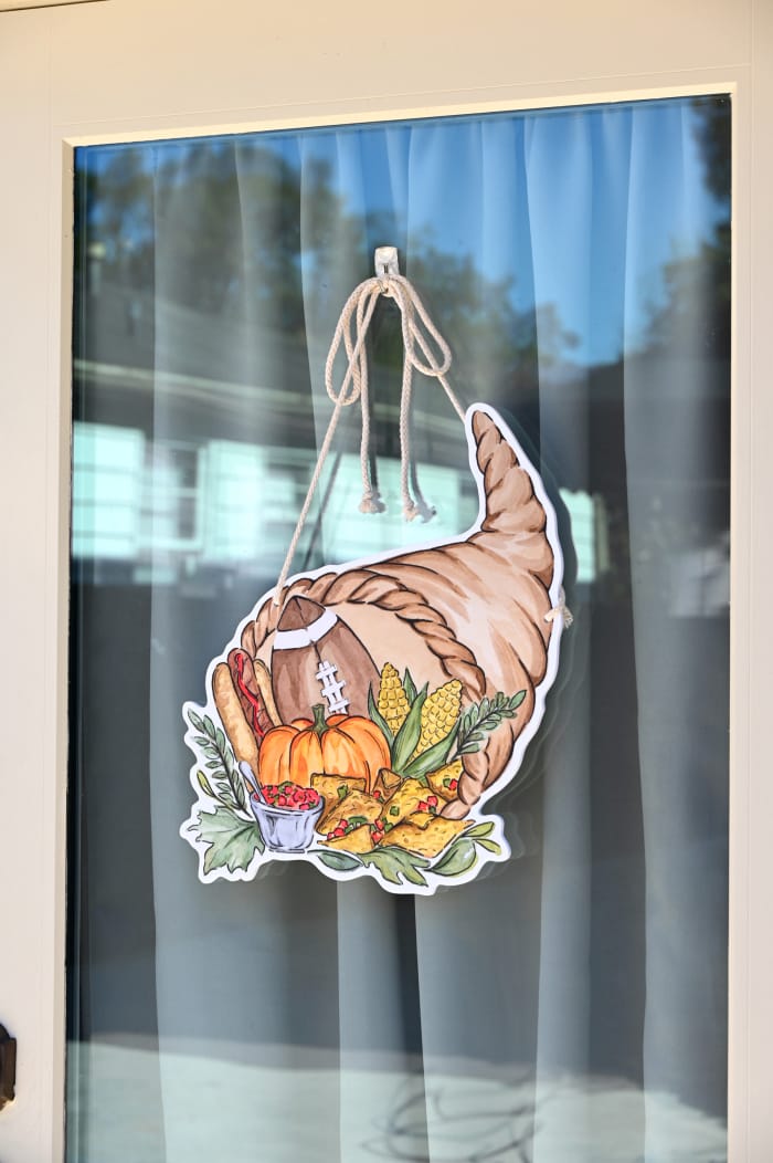 Football Cornucopia Door Hanger