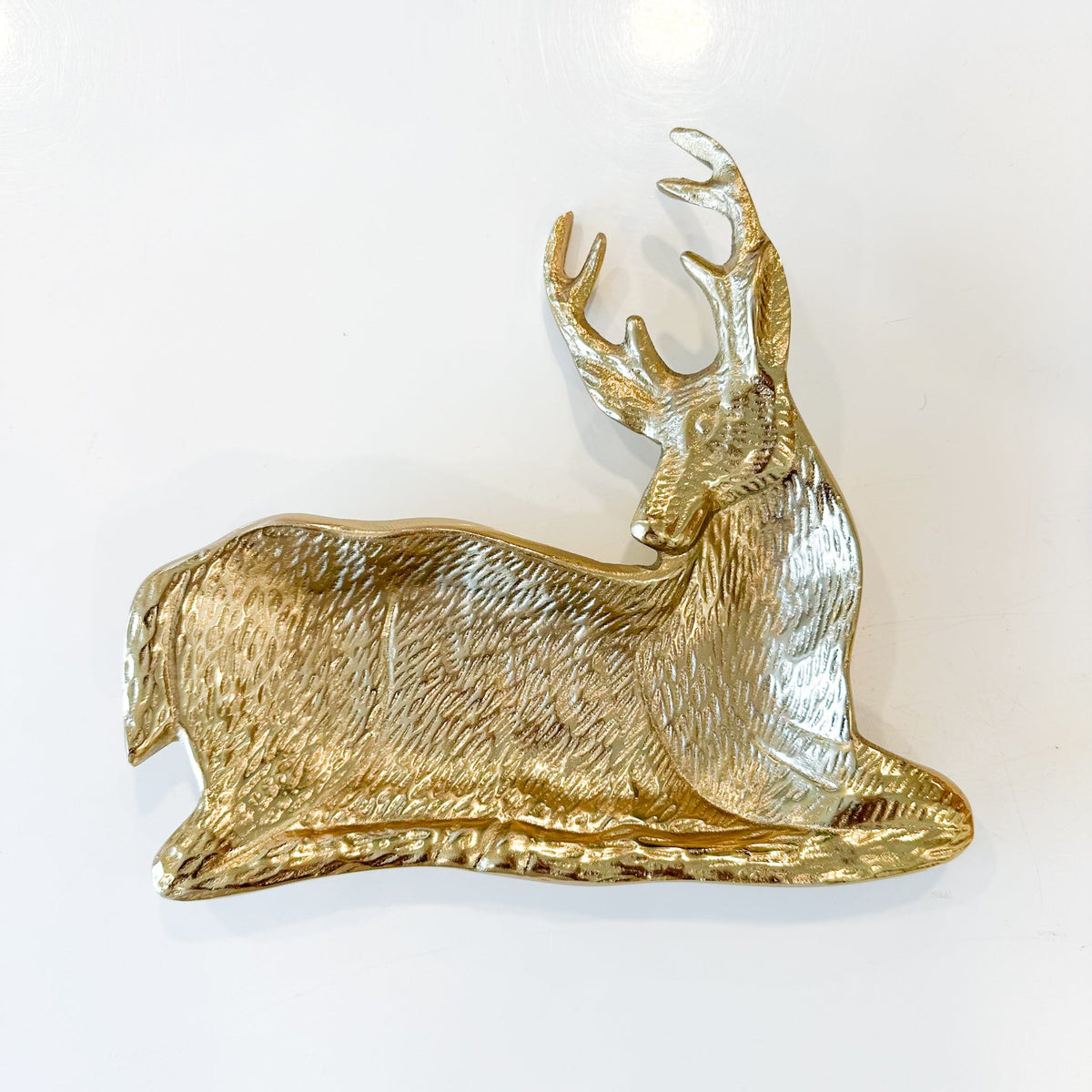 gold deer serving dish