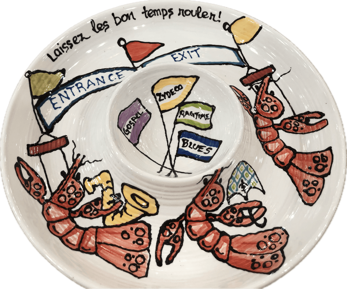Jan Salzer Art Jan Salzer Jazz Fest Crawfish Round Chip & Dip - Little Miss Muffin Children & Home