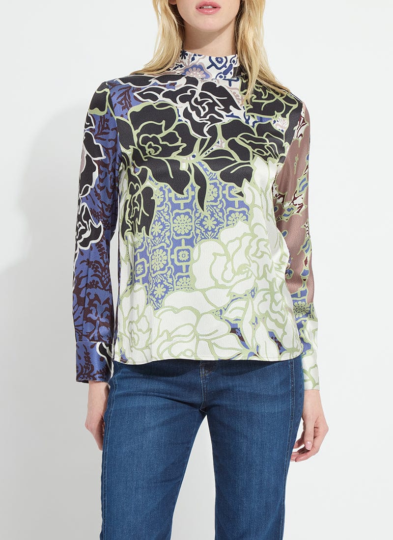 Seraphina Mock Neck Blouse in Antique Garden