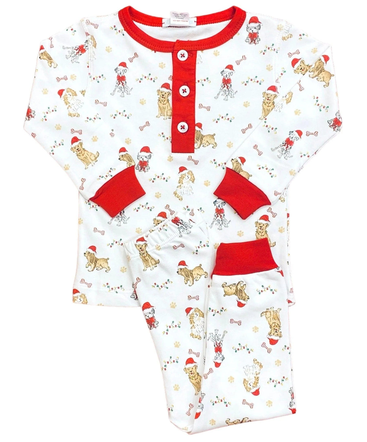 Lulu Bebe Lulu Bebe Santa Puppies Pima Long Sleeve Boy 2pc PJ - Little Miss Muffin Children & Home