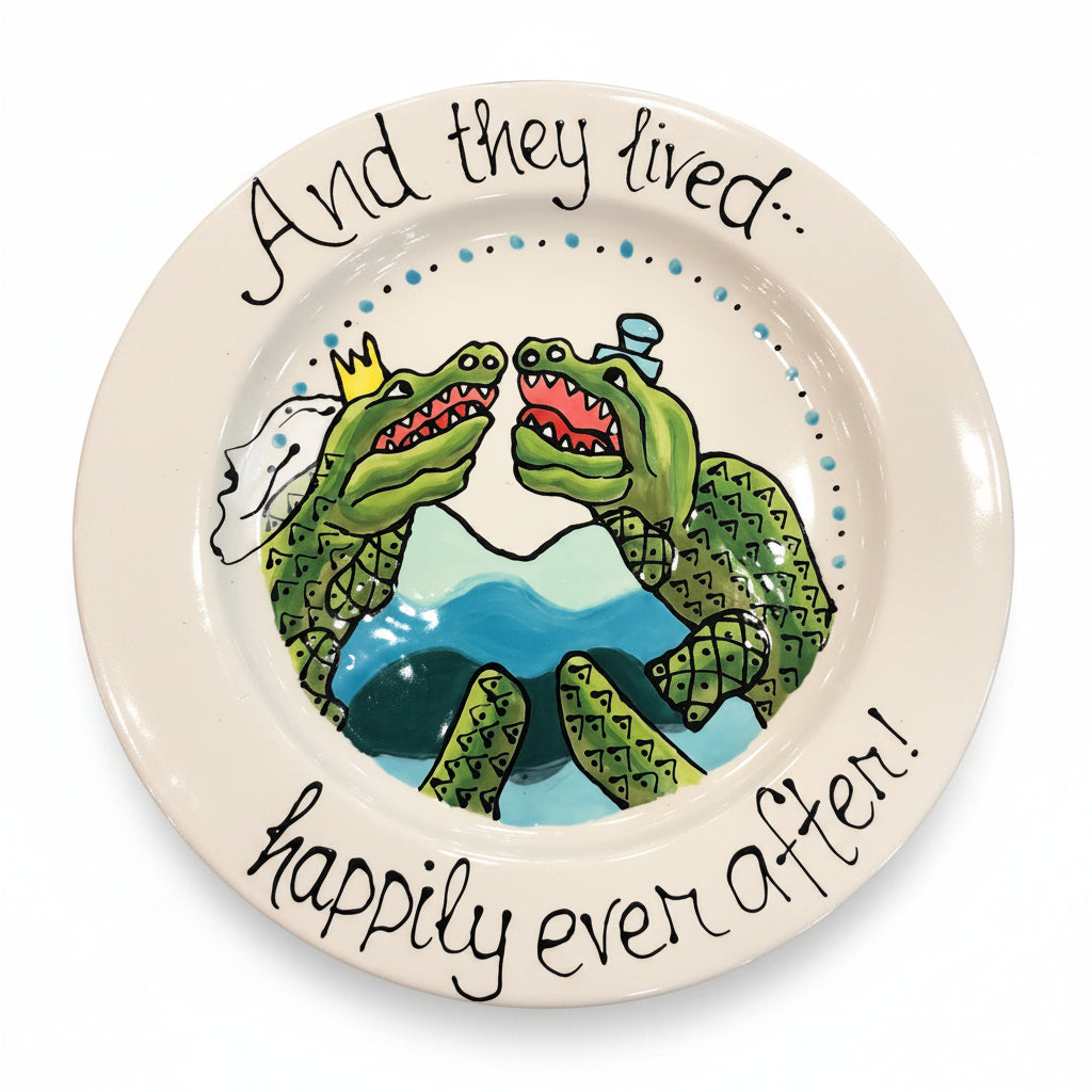 Jan Salzer Art Alligator Wedding Round Plate - Little Miss Muffin Children & Home