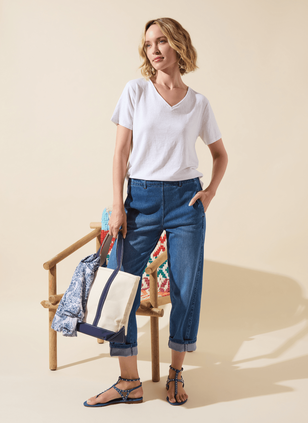 Lysse Cyrus Box-Cut V-Neck Tee in White - Little Miss Muffin Children & Home