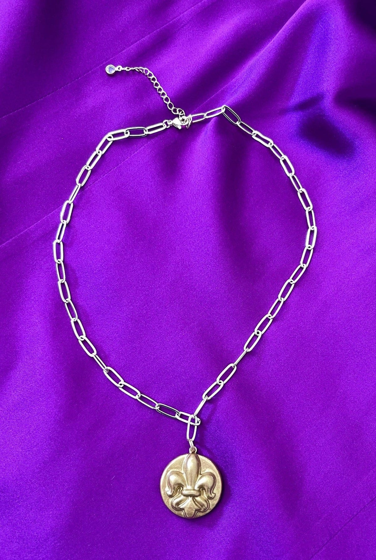 Carol Cassisa Carol Cassisa Fleur de Lis Doree Paper Clip Necklace (FDL Button) - Little Miss Muffin Children & Home