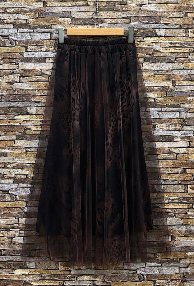 Loowie Ariana Dark Maroon Leopard Print Tulle Skirt - Little Miss Muffin Children & Home